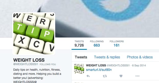 エンゲージしていない Twitter フォロワーの例