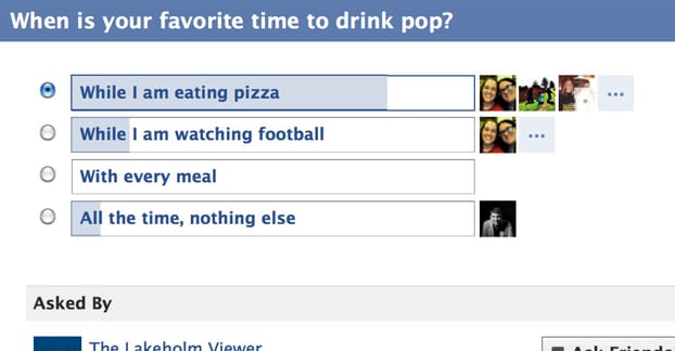 Exemple 2 de sondage Facebook