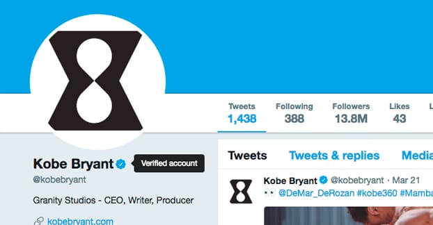 Kobe Bryant Twitter vérifié