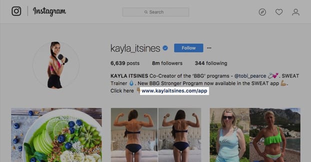 Instagramのバイオウェブサイトリンク