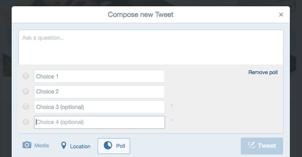 Hinzufügen von Optionen zu einer Umfrage