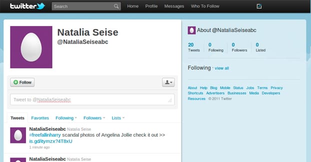 Twitter 上的垃圾邮件帐户