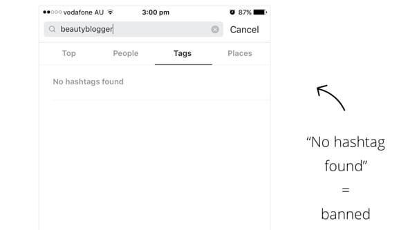 Hashtag interdit par l'ombre