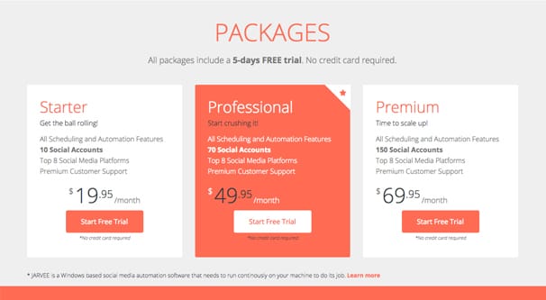 Plans tarifaires Jarvee