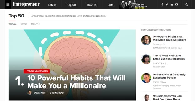 Top 50 des entrepreneurs