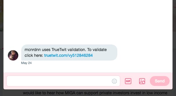 Tweet di convalida TrueTwit