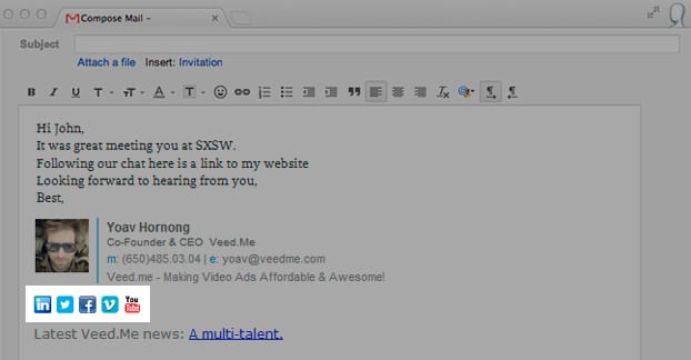 電子メール署名のソーシャル ボタン
