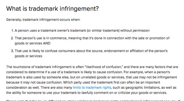 Instagram sulla violazione dei marchi