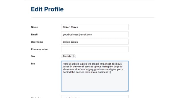 Modifica profilo su Instagram