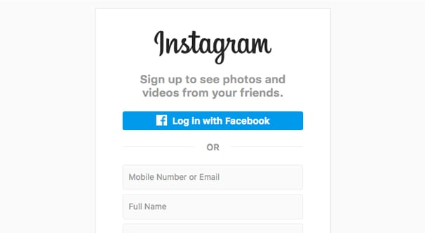 Registrazione su Instagram