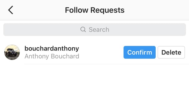 Follower-Anfrage auf Instagram