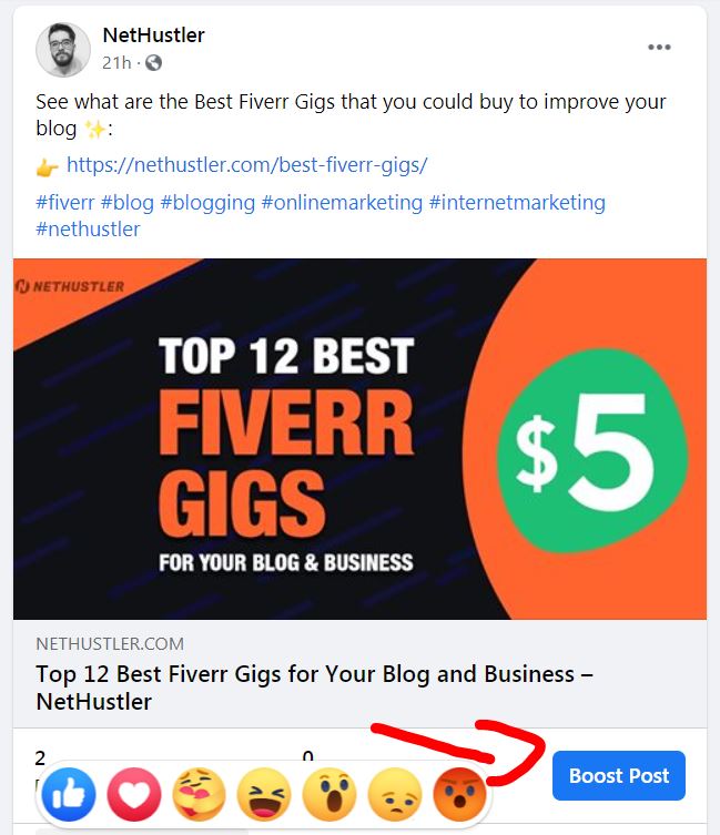 新しい投稿を公開した後に Facebook 広告を作成する