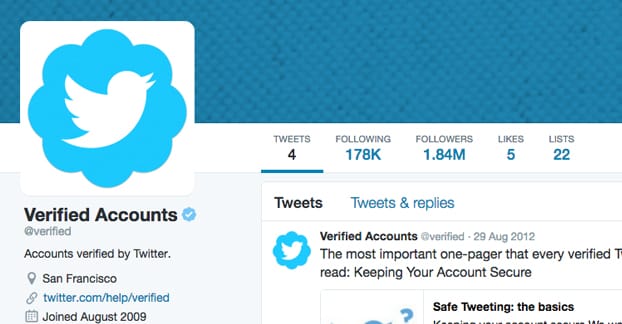 Twitter verificato