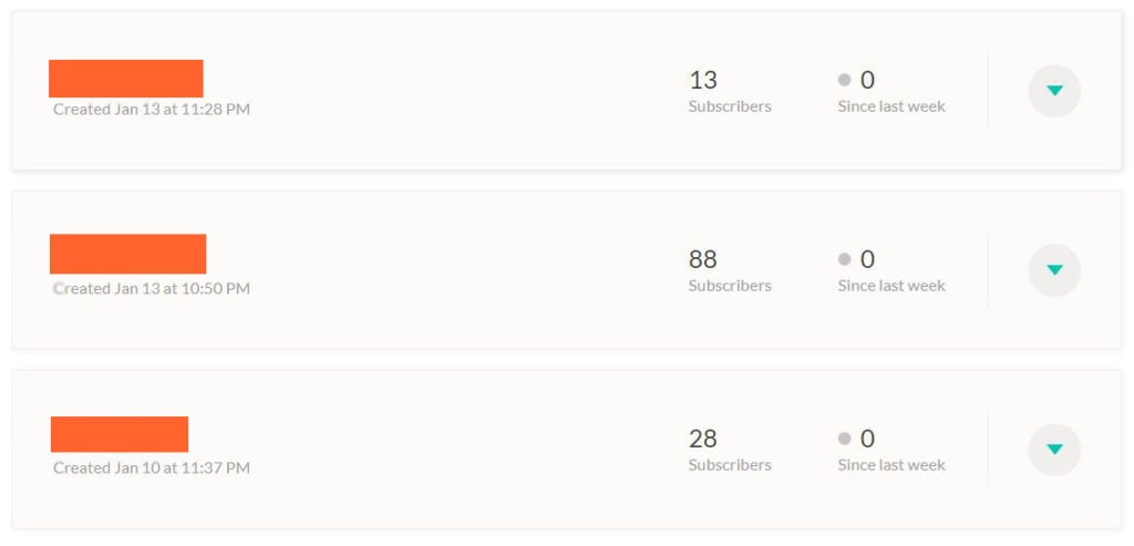 petite taille de liste de diffusion