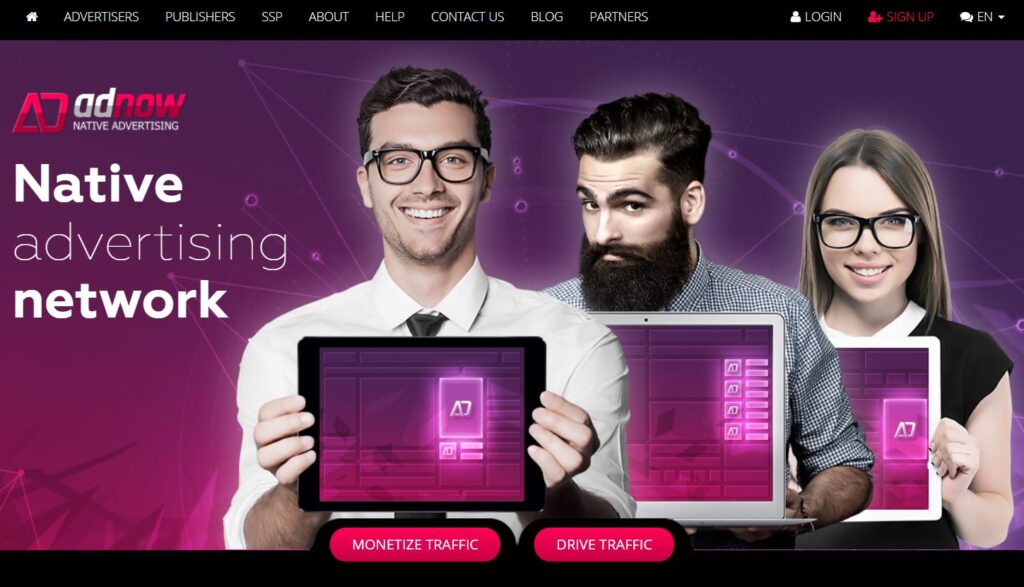 adnow - 유럽 트래픽이 있는 네이티브 광고 네트워크