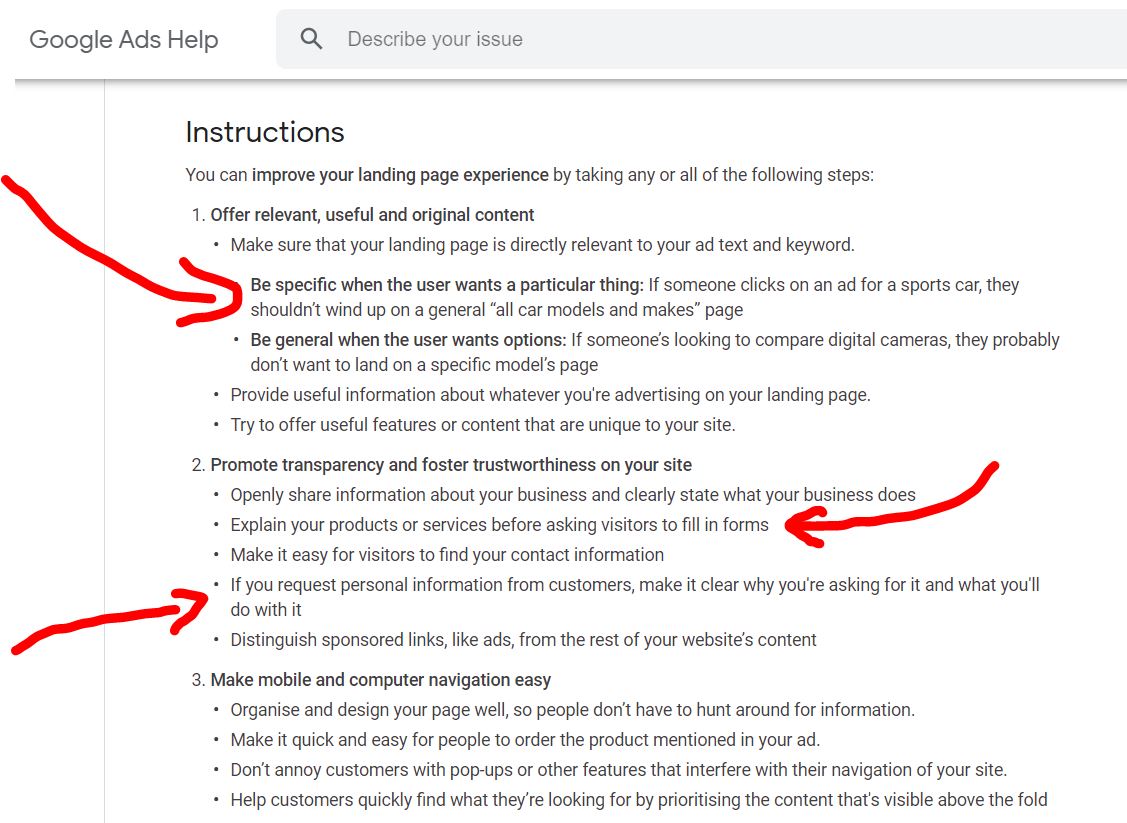 Google Ads 방문 페이지 경험