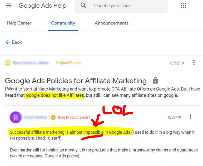Google Ads 대 제휴사