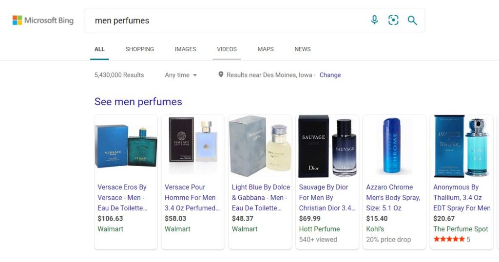 Annonces Shopping Bing