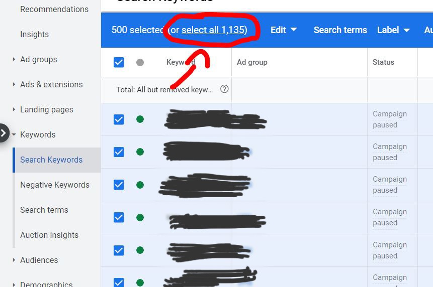 używaj mniej słów kluczowych – wskazówka dotycząca reklam google nr 3