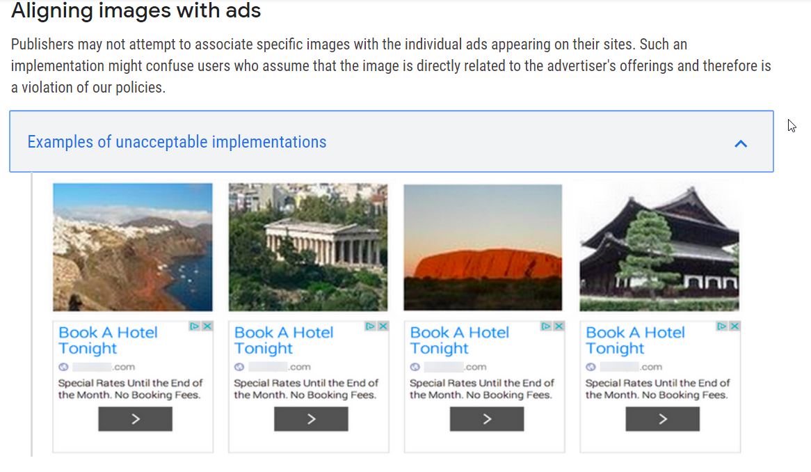 อย่าจัดโฆษณา Adsense ให้ตรงกับรูปภาพ