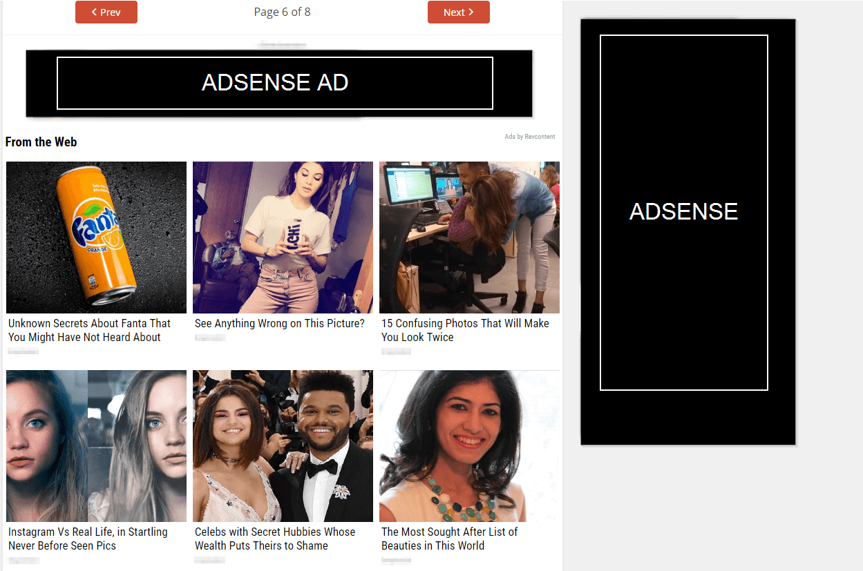 Example of Native Ads On an Arbitrage Website