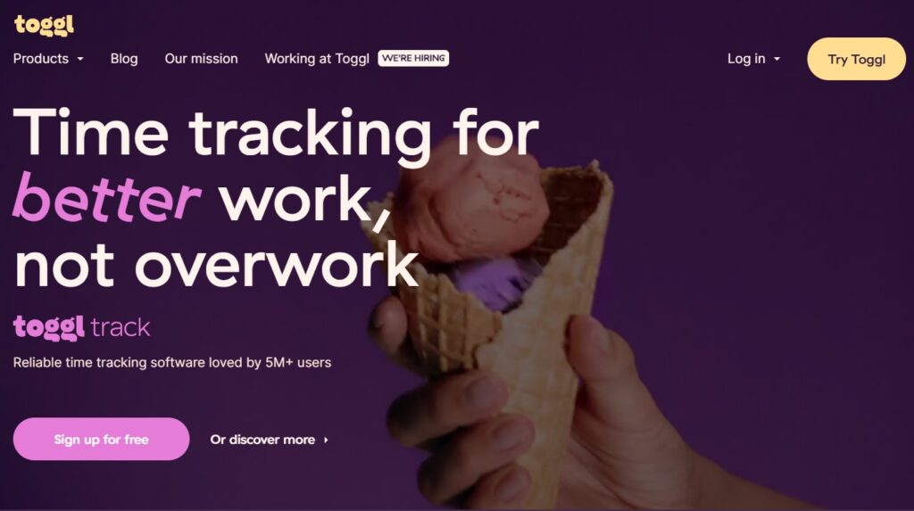 أداة تتبع الوقت toggl