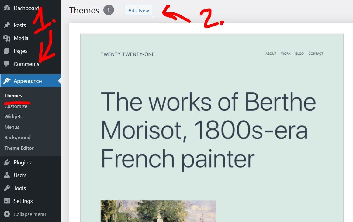 installa il tema del blog