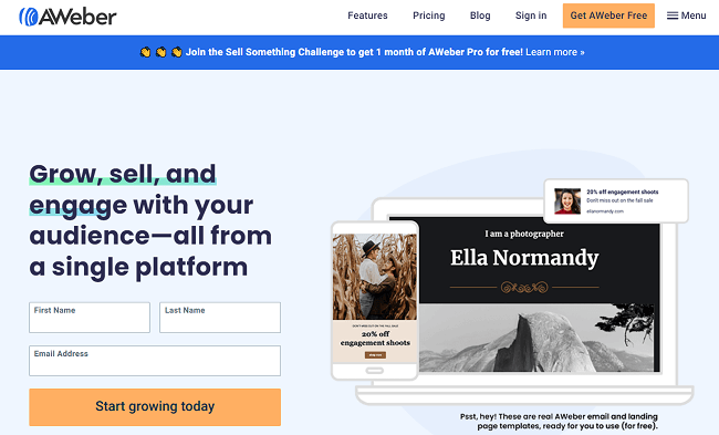 หน้าแรกของ AWeber