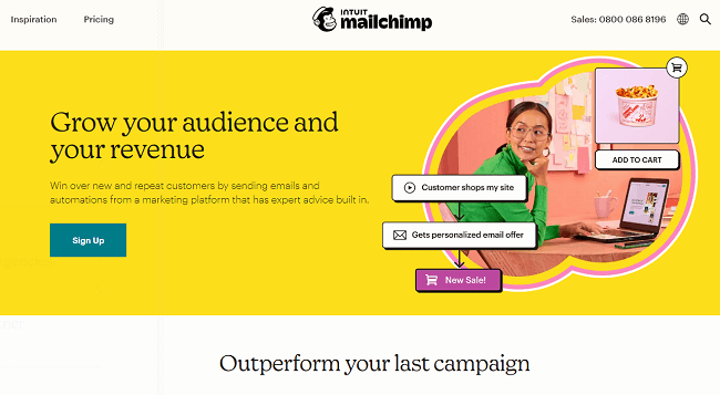หน้าแรกของ Mailchimp