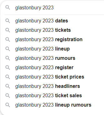 Google tahmine dayalı arama örneği