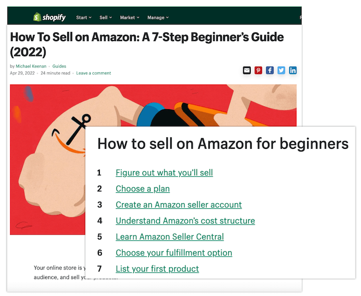 shopify için sütun sayfası örneği