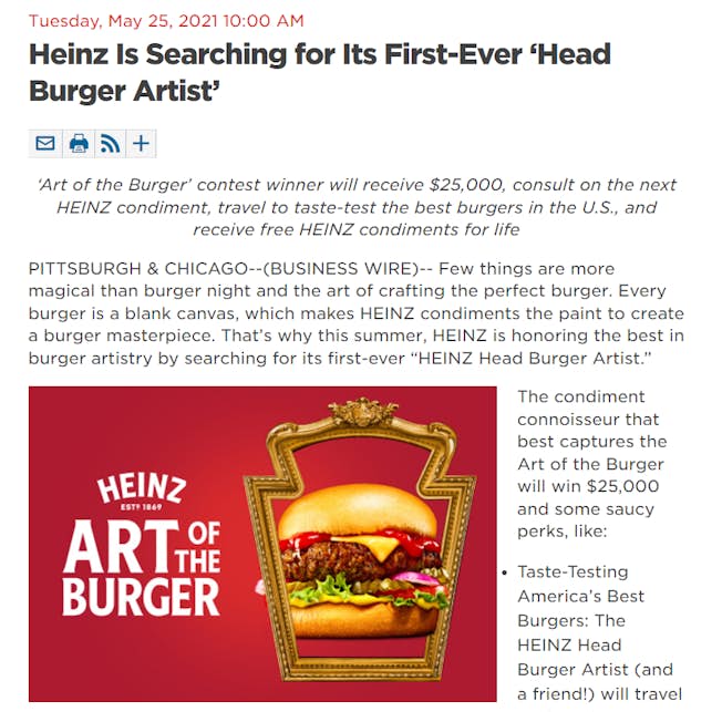 Heinz „Pierwszy Head Burger Artist”