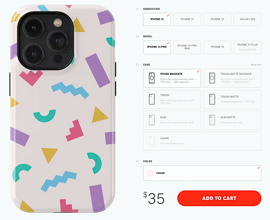 Página do produto Cotton Bureau com botão CTA grande