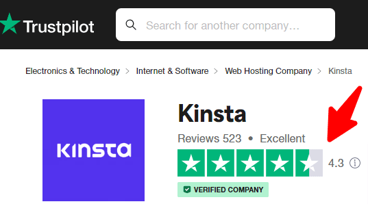 kinsta 评论 trustpilot