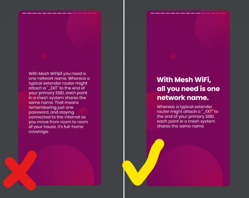 Évitez les gros blocs de texte