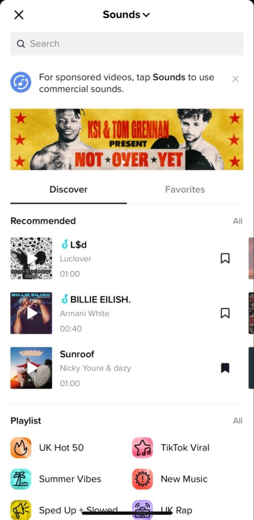 Screenshot von TikTok-Sounds