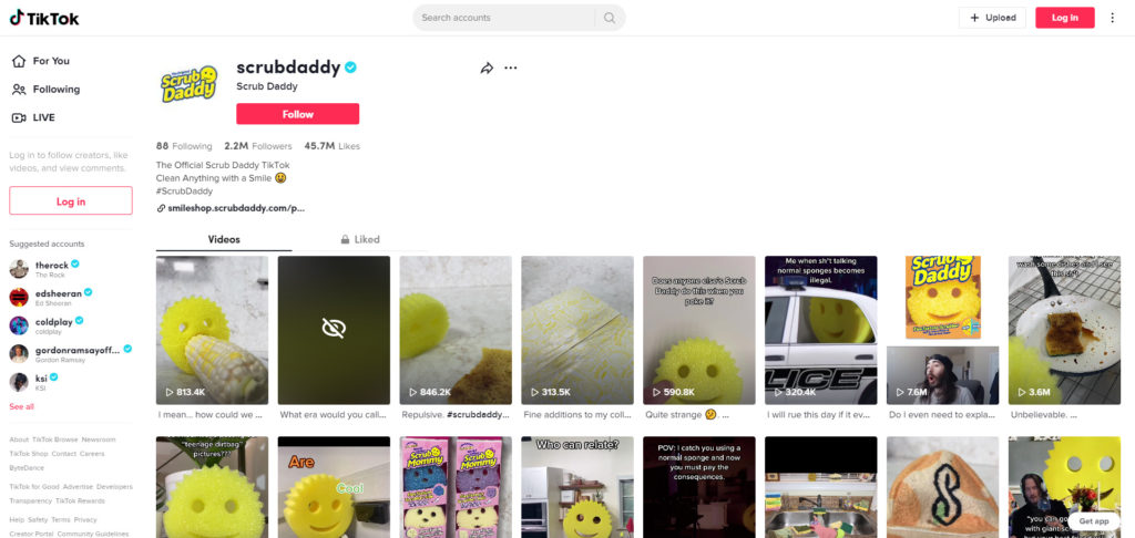 Screenshot des TikTok-Kontos von Scrub Daddy
