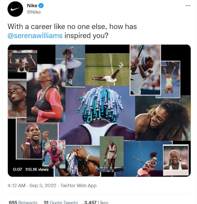 Tweet sul ritiro di Nike Serena William
