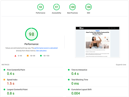 WPX - デスクトップ ページ速度テスト