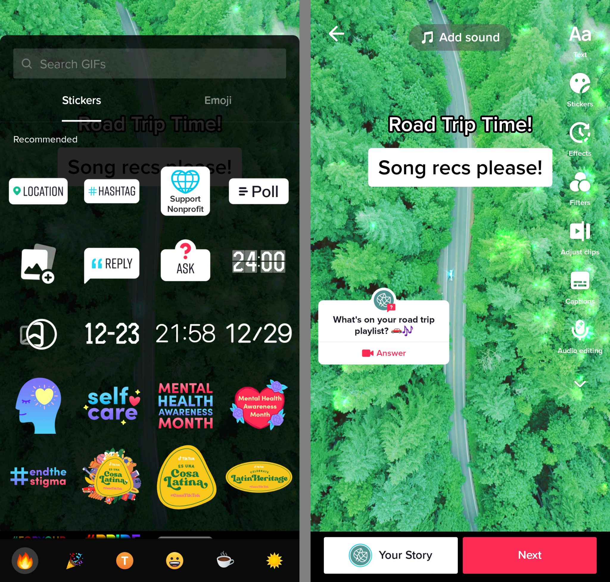 como fazer um vídeo do TikTok - adesivos