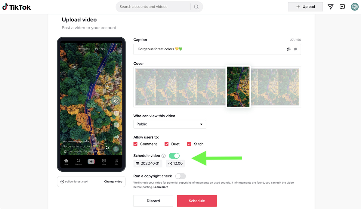 como fazer um vídeo do TikTok e agendá-lo - passo 2