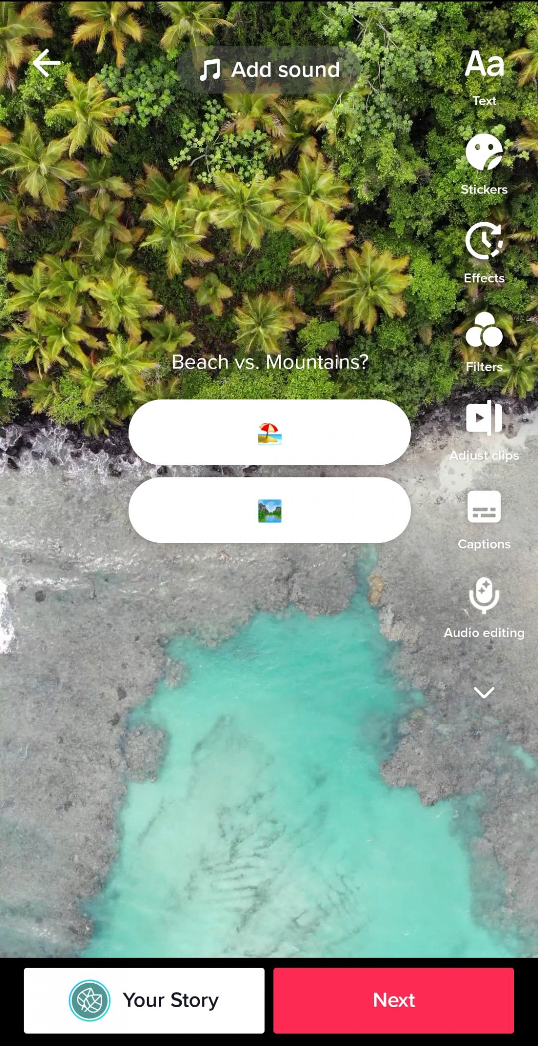 como fazer um vídeo do TikTok - adicionar uma enquete