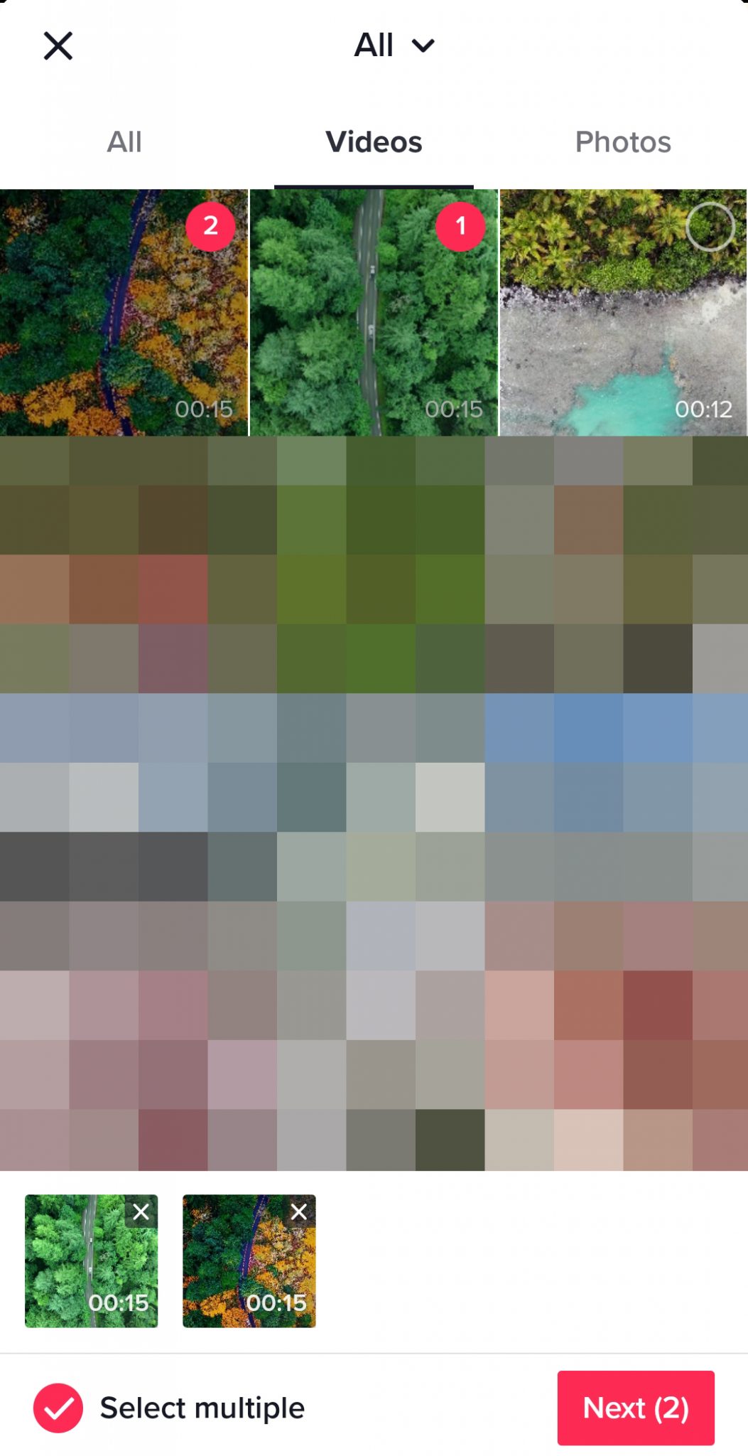 como fazer um vídeo do TikTok - adicione vários clipes