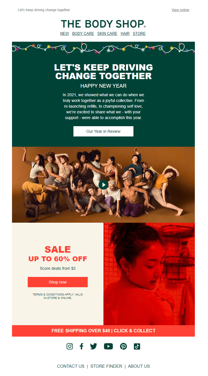 Email Tahun Baru oleh The Body Shop holiday email by the body shop