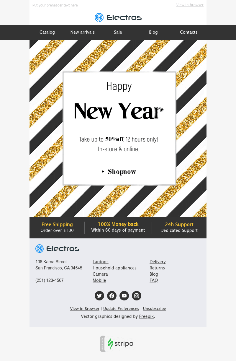 Design de buletin informativ Stripo de Anul Nou stripo new year newsletter design
