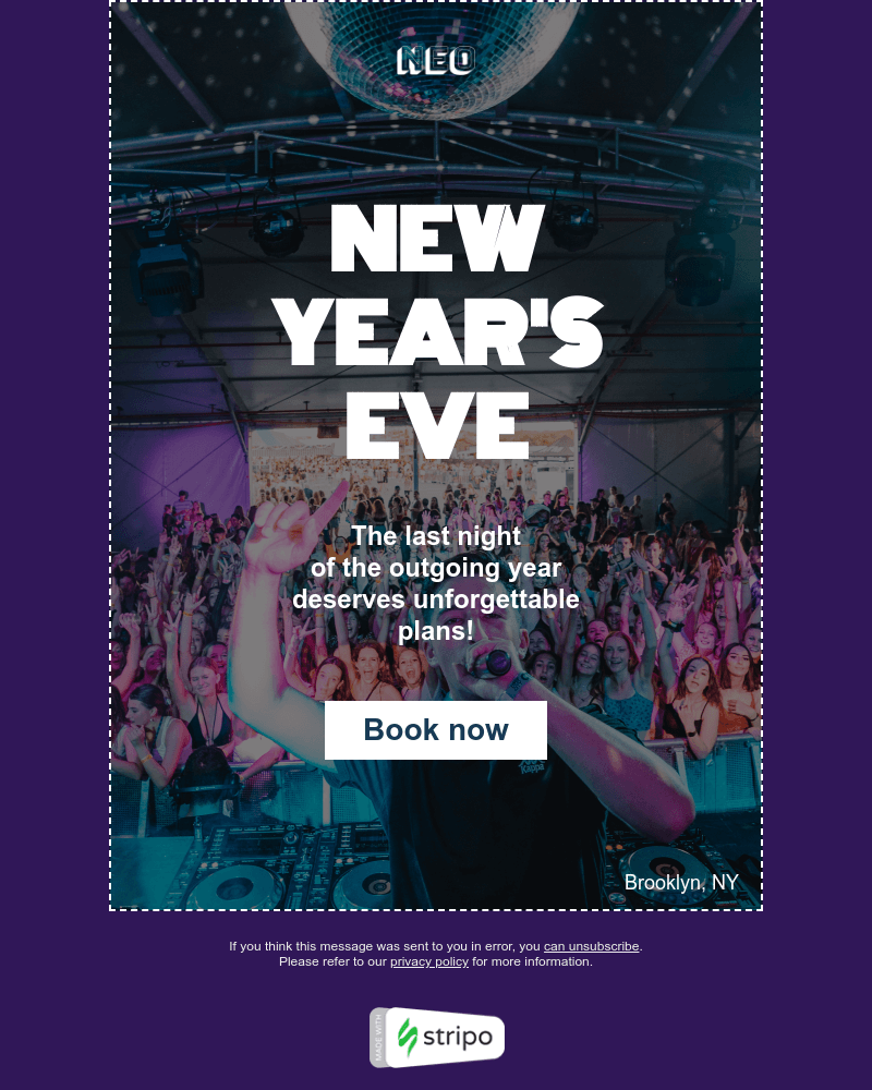 șablon gratuit de e-mail de Anul Nou de la Stripo free new year email template by stripo