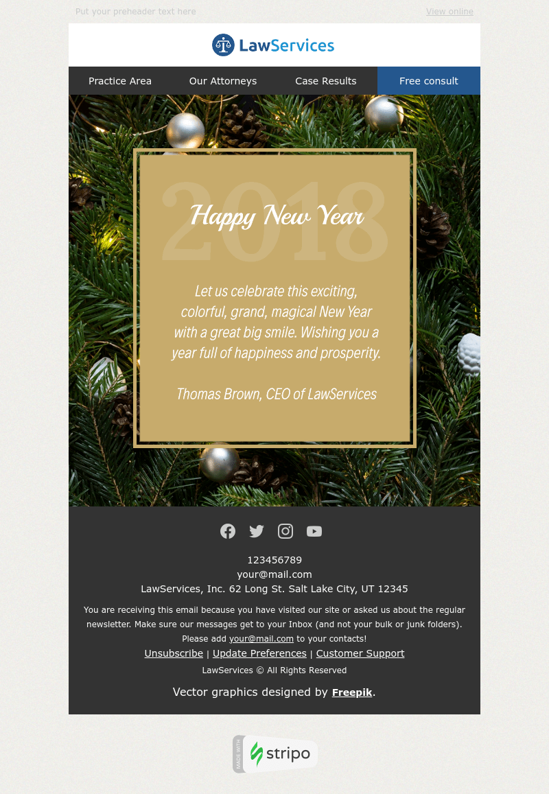 Șablon de buletin informativ Stripo de Anul Nou stripo new year newsletter template
