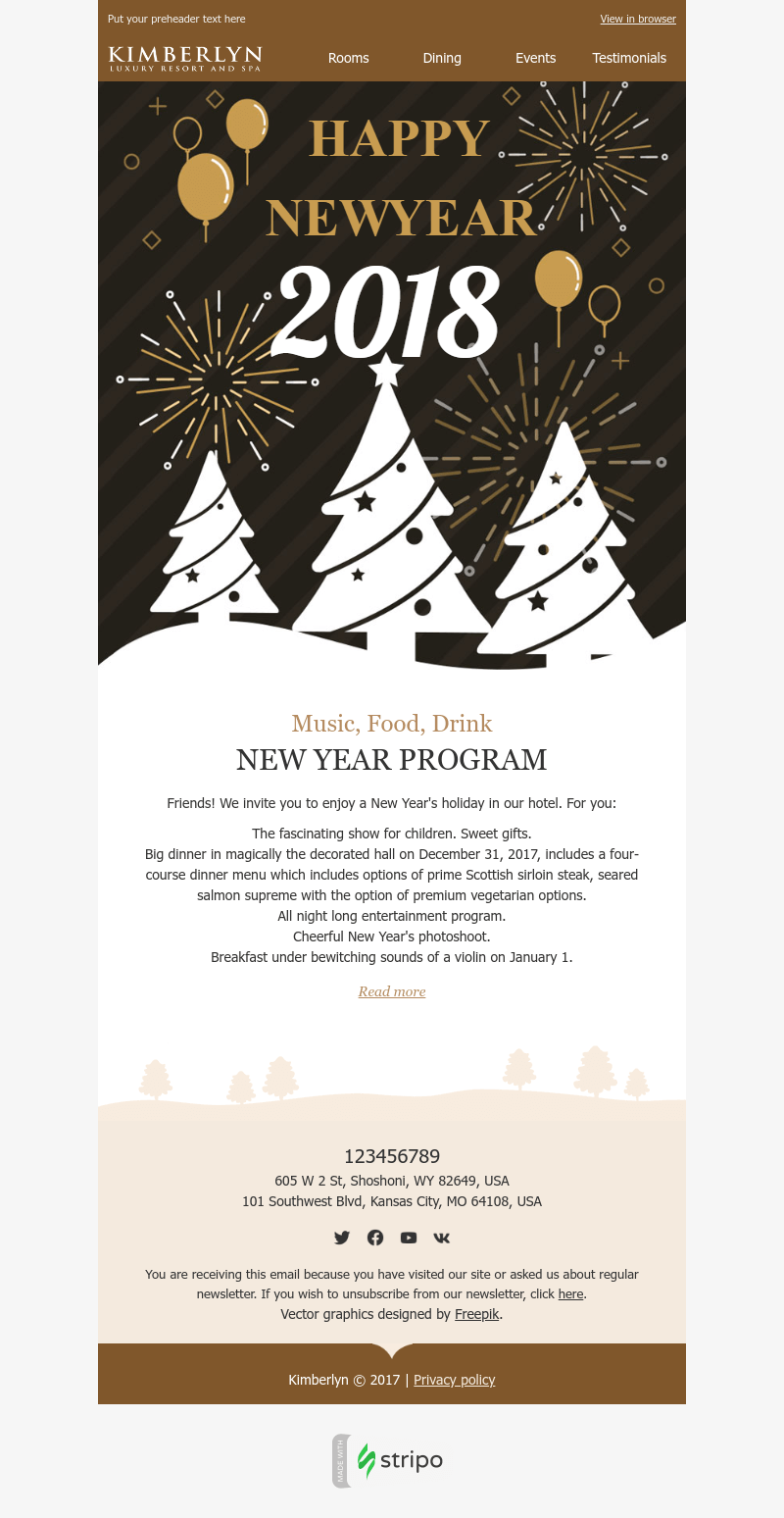 Șablon de e-mail Stripo La mulți ani stripo happy new year email template