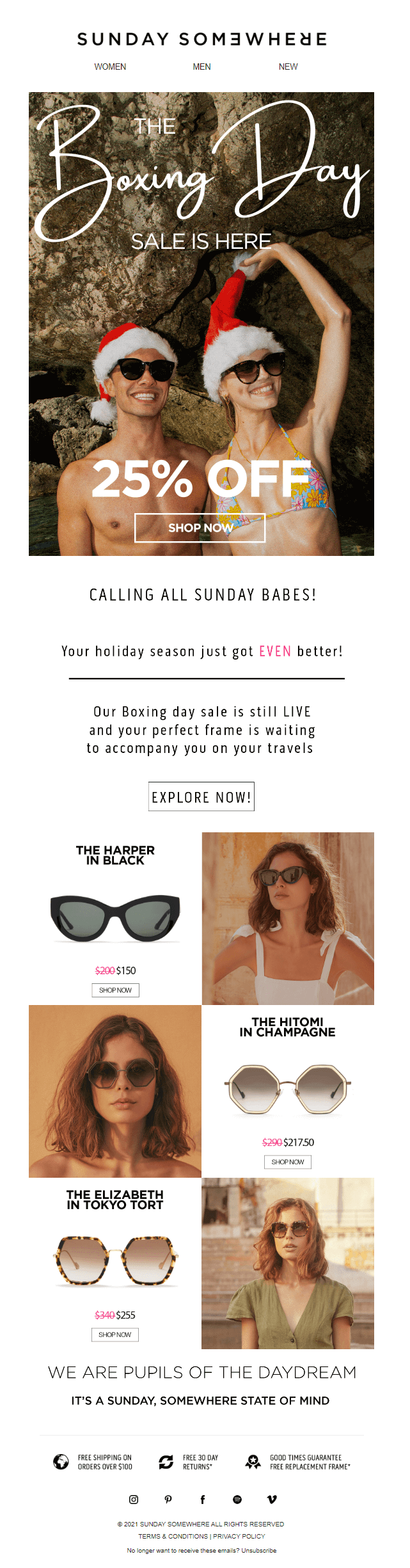 แคมเปญการตลาดผ่านอีเมล Boxing Day โดย Sunday Somewhere boxing day email marketing campaign by sunday somewhere