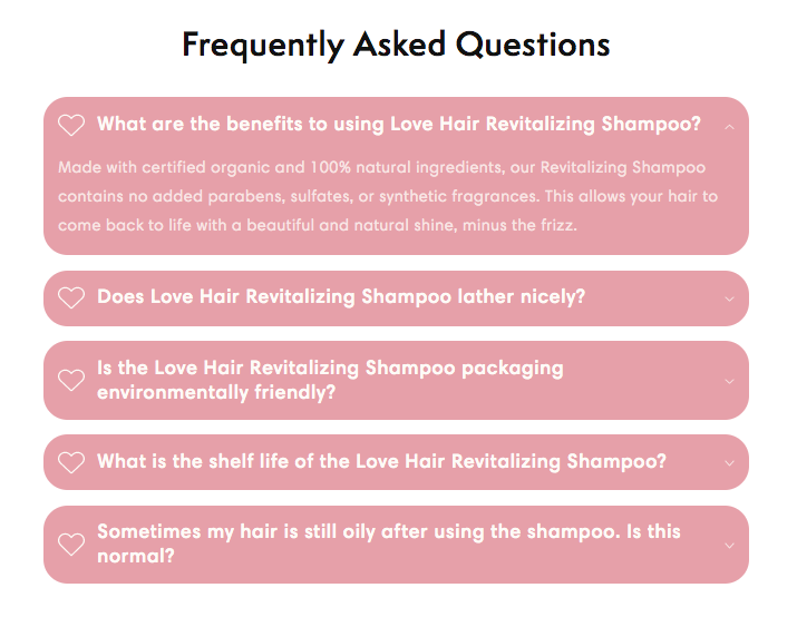 Love Hair FAQs auf der Produktseite